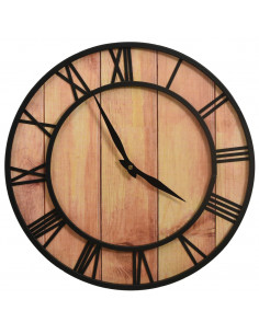 Orologio da Parete 39 cm Marrone e Nero in MDF e Ferro 2