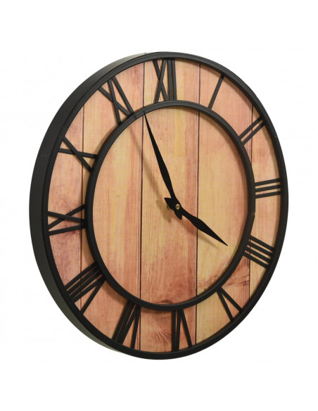 Orologio da Parete 39 cm Marrone e Nero in MDF e Ferro