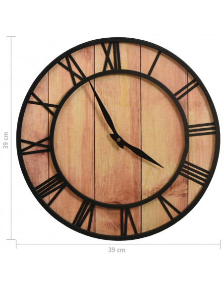 Orologio da Parete 39 cm Marrone e Nero in MDF e Ferro