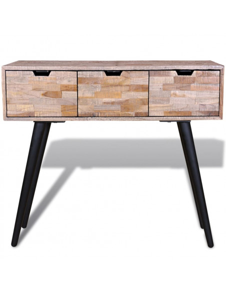 Tavolo Consolle con 3 Cassetti in Legno di Recupero di Teak