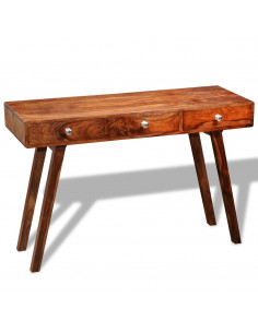 Tavolo Consolle con 3 Cassetti 76 cm Legno Massello di Sheesham 2