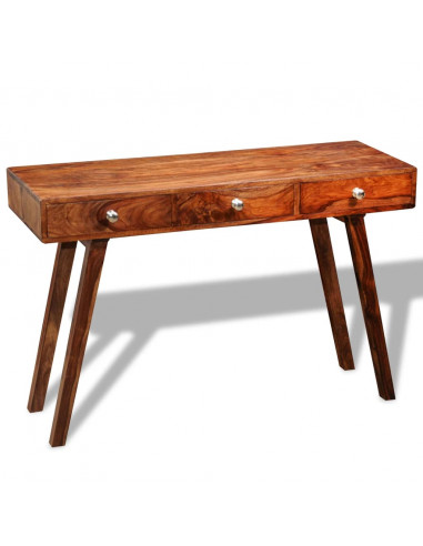 Tavolo Consolle con 3 Cassetti 76 cm Legno Massello di Sheesham