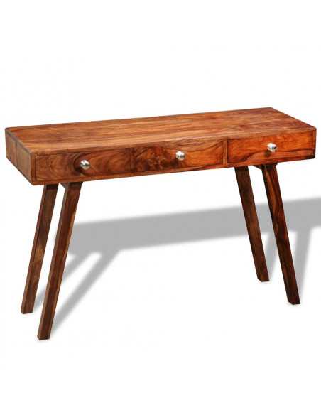 Tavolo Consolle con 3 Cassetti 76 cm Legno Massello di Sheesham
