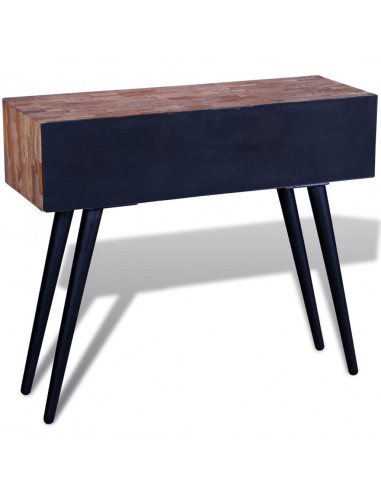 Tavolo Consolle con 3 Cassetti in Legno di Recupero di Teak