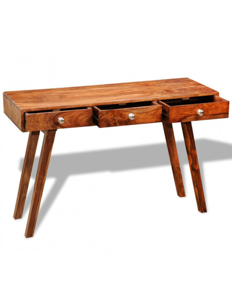 Tavolo Consolle con 3 Cassetti 76 cm Legno Massello di Sheesham