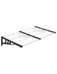 Tettoia per Porta Nero e Trasparente 152,5x90 cm Policarbonato 2