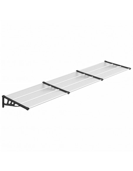 Tettoia per Porta Nero e Trasparente 358,5x90 cm Policarbonato