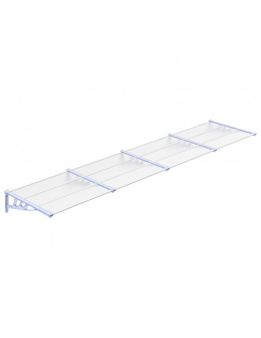 Tettoia per Porta Grigio e Trasparente 396x90 cm Policarbonato