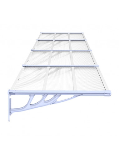 Tettoia per Porta Grigio e Trasparente 396x90 cm Policarbonato