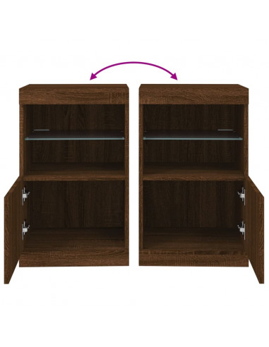 Credenza con Luci LED Rovere Marrone 41x37x67 cm