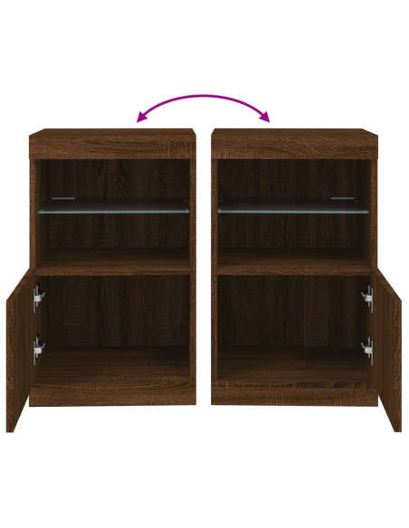Credenza con Luci LED Rovere Marrone 41x37x67 cm
