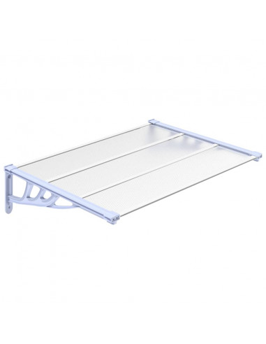 Tettoia per Porta Grigio e Trasparente 122x90 cm Policarbonato