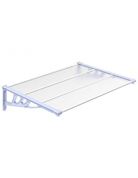 Tettoia per Porta Grigio e Trasparente 122x90 cm Policarbonato