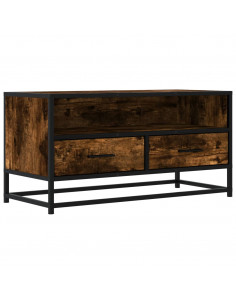 Mobile TV Rovere Fumo 80x34,5x40 cm Legno Multistrato e Metallo 2