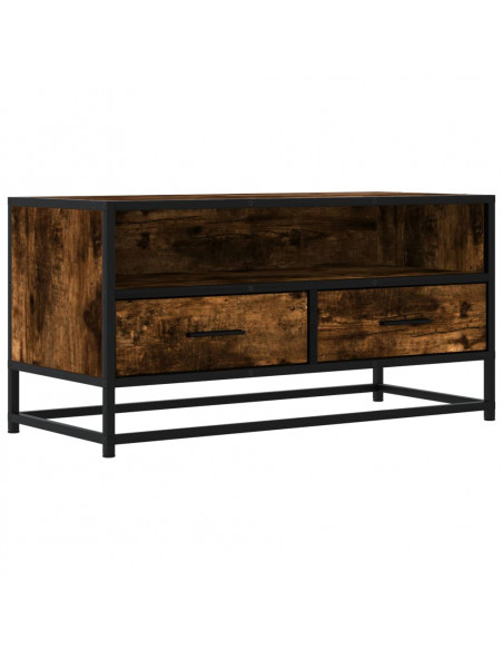 Mobile TV Rovere Fumo 80x34,5x40 cm Legno Multistrato e Metallo
