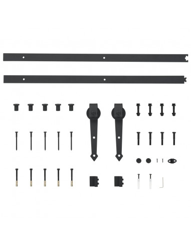 Porta Scorrevole con Set Hardware 85x210 cm Legno Massello Pino