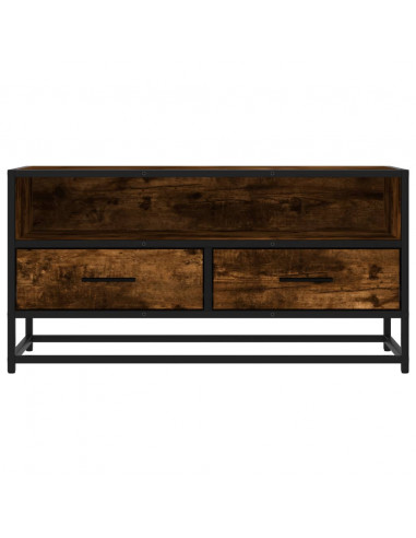Mobile TV Rovere Fumo 80x34,5x40 cm Legno Multistrato e Metallo