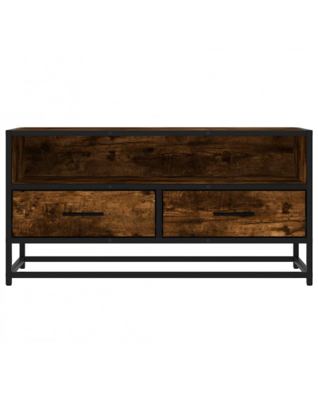Mobile TV Rovere Fumo 80x34,5x40 cm Legno Multistrato e Metallo