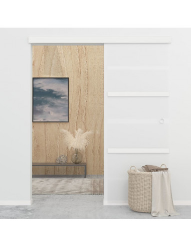 Porta Scorrevole con Fermi in Vetro ESG e Alluminio 76x205 cm