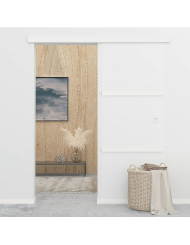 Porta Scorrevole Fermi Vetro ESG e Alluminio Argento 76x205 cm