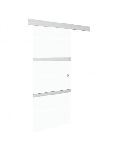 Porta Scorrevole in Vetro ESG e Alluminio 90x205 cm Argento