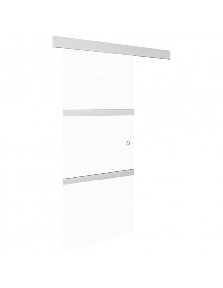 Porta Scorrevole in Vetro ESG e Alluminio 90x205 cm Argento
