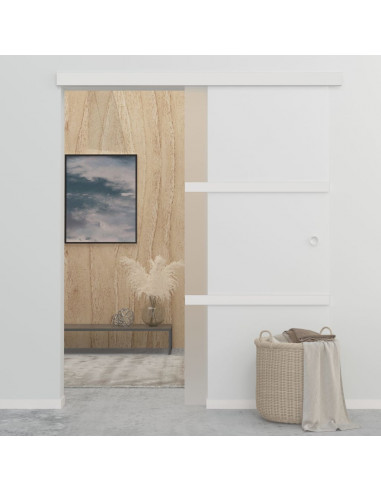 Porta Scorrevole in Vetro ESG e Alluminio 90x205 cm Argento