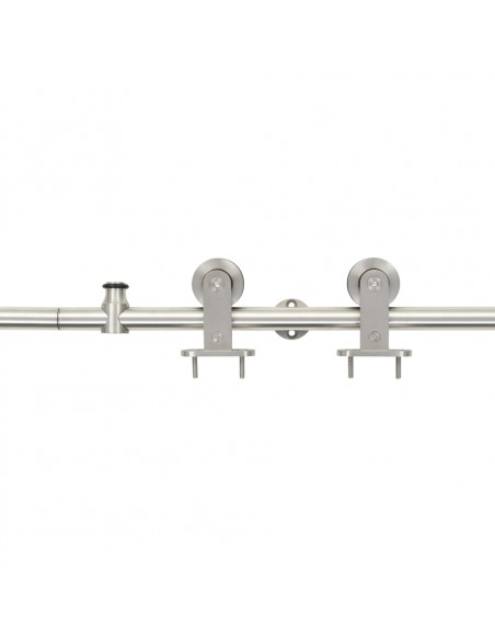 Kit Binari Porta Scorrevole 183 cm Acciaio Inossidabile Argento