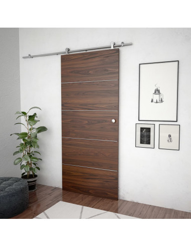 Kit Binari Porta Scorrevole 183 cm Acciaio Inossidabile Argento