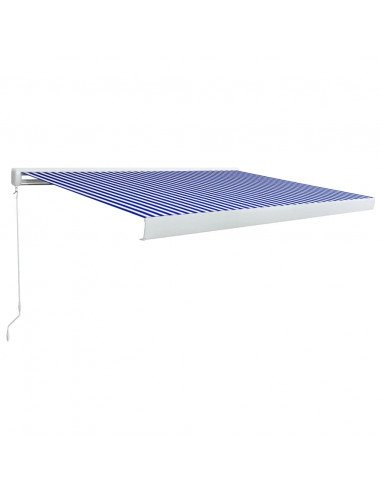Tenda a Cassonetto Manuale 400x300 cm Blu e Bianca
