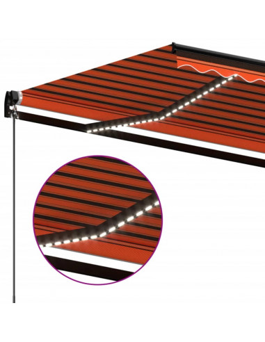 Tenda da Sole Retrattile Manuale LED 450x350 cm Arancio Marrone