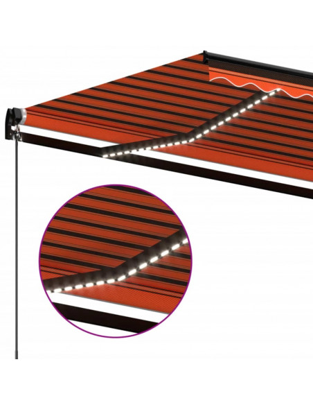 Tenda da Sole Retrattile Manuale LED 450x350 cm Arancio Marrone