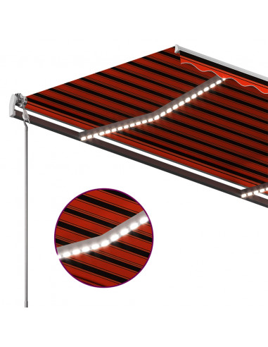 Tenda da Sole Retrattile Manuale LED 450x350 cm Arancio Marrone