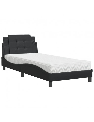 Letto con Materasso Nero 80x200 cm in Similpelle
