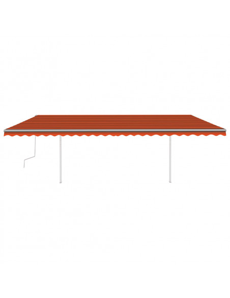 Tenda Retrattile Manuale con LED 6x3,5 m Arancio e Marrone