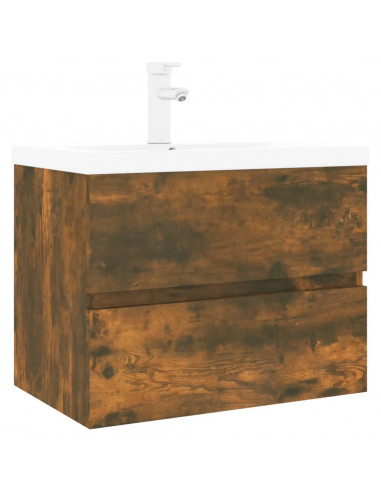 Mobile Bagno con Lavabo Integrato Rovere Fumo Legno Multistrato