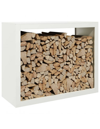 Rastrelliera per Legna da Ardere Bianca 100x40x80 cm in Acciaio