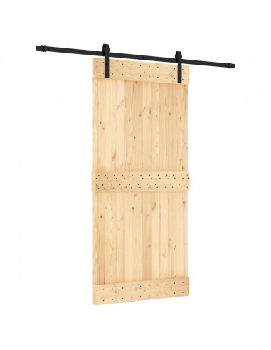 Porta Scorrevole con Set Hardware 95x210 cm Legno Massello Pino
