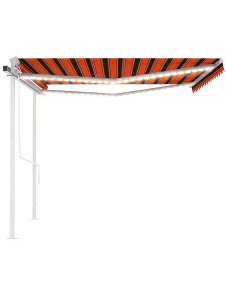 Tenda Automatica Sensore Vento e LED 4,5x3 m Arancio e Marrone