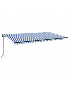 Tenda Automatica con Sensore Vento e LED 600x300 cm Blu Bianca 2