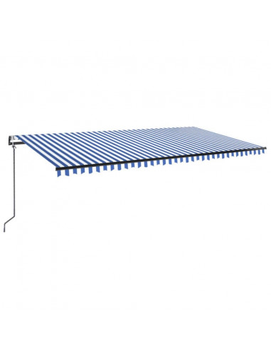 Tenda Automatica con Sensore Vento e LED 600x300 cm Blu Bianca