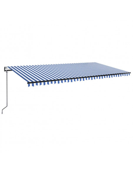 Tenda Automatica con Sensore Vento e LED 600x300 cm Blu Bianca