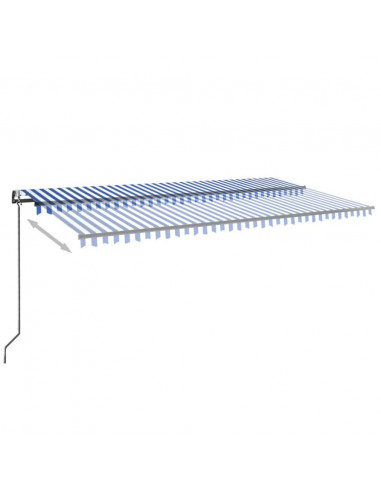 Tenda Automatica con Sensore Vento e LED 600x300 cm Blu Bianca