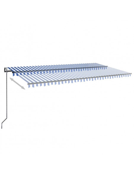 Tenda Automatica con Sensore Vento e LED 600x300 cm Blu Bianca