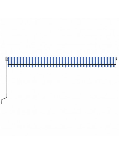 Tenda Automatica con Sensore Vento e LED 600x300 cm Blu Bianca