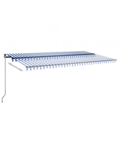 Tenda Automatica con Sensore Vento e LED 600x300 cm Blu Bianca