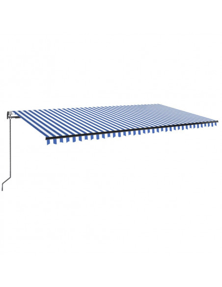 Tenda Automatica con Sensore Vento e LED 600x350 cm Blu Bianca