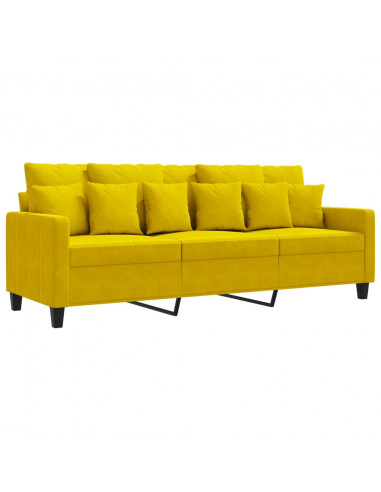 Divano a 3 Posti Giallo 180 cm in Velluto