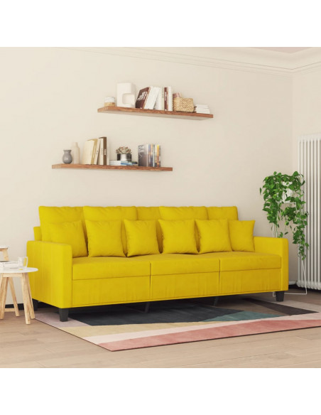 Divano a 3 Posti Giallo 180 cm in Velluto