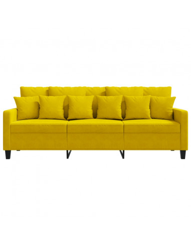 Divano a 3 Posti Giallo 180 cm in Velluto